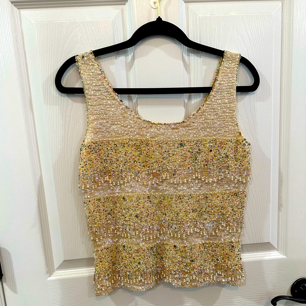 Vintage hand beaded tank!